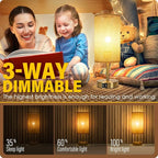 Yarra-Decor Bedside Lamp with USB Port - Touch Control Table Lamp for Bedroom Wood 3 Way Dimmable Nightstand Lamp with Round Flaxen Fabric Shade for Home Office (LED Bulb Included) (Y - NET)