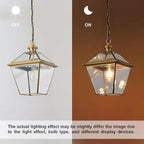 Milaii Copper Brass Outdoor Pendant Light, 16.5" H Large Lantern Hanging Light Fixtures Waterproof Porch Light Outdoor Chandelier for Patio Entryway