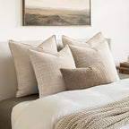 MIULEE Decorative Linen Check Lumar Throw Pillow Covers Neutral Farmhouse Vintage Pillow Covers 12x20 Set of 2 Boho Modern Winter Home Decor for Sofa Couch Bedroom Cushion Light Brown