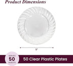 Aya's Cutlery Kingdom 50 Clear Plastic Plates 9" - Heavy-Duty Round Disposable Plates for Parties, Events, and Weddings - Elegant, Durable Clear Dinner Plate for Serving Food and for Easy Cleanup