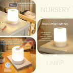 Small Touch Cordless Bedside Table Lamp Rechargeable Dimmable Nightstand Lamp for Bedroom Portable Night Light for Kids LED Lamp with Warm White Lights for Living Room Home Gifts (White)
