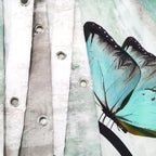 Rustic Farmhouse Shower Curtain, Farm Teal Daisy Floral Flowers and Butterfly on Country Wooden Shower Curtain for Bathroom, Turquoise Blue with 12PCS Hooks, 70X70IN