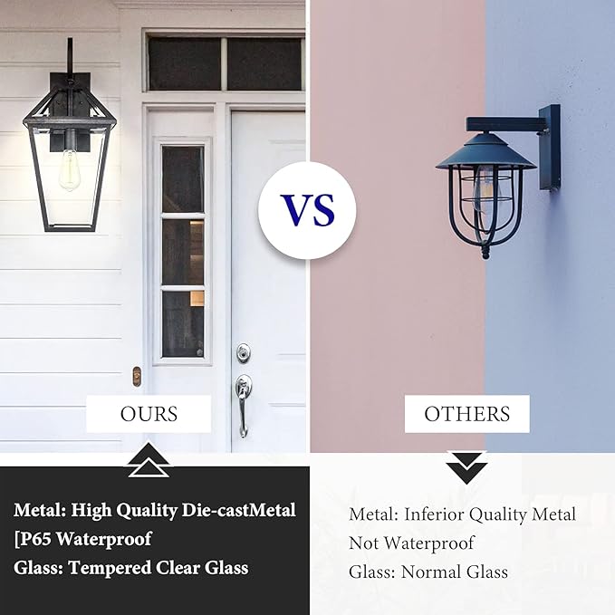 Large Outdoor Light Fixtures Wall Mount 21'' Waterproof Exterior Wall Lanterns with Glass, Outdoor Wall Light, Outside Wall Sconces, Front Porch Lights for House Garage Doorway Patio 1 Pack
