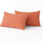MIULEE Pack of 2 Decorative Lumbar Throw Pillow Covers 12x20 Inch Soft Boho Striped Textured Corduroy Pillow Covers Modern Farmhouse Home Decor for Couch Bed Sofa Living Room Coral Red