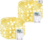 2 Pack 20FT 60LED Battery Operated Fairy Lights with Timer, Waterproof Battery String Lights Outdoor Indoor, Battery Twinkle Light for Bedroom Wedding Birthday Party Chirstmas (Warm White)