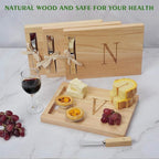 Miicol Wood Charcuterie Board, Monogram Cheese Board 10 Inch, Personalized Initial Cutting Board with Spreader, Unique Housewarming Gift, Ideal for Kitchen, Home, Letter V