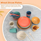 Wheat Straw Dinnerware Sets for 6 (42pcs), SGAOFIEE Unbreakable Dinnerware Set, Kitchen Plates and Bowls Set, Unbreakable Plastic Outdoor Camping Dishes, Dishwasher Microwave Safe, Autumn Multicolor