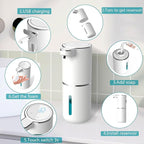 Automatic Soap Dispenser – Touchless Foaming Soap Dispenser 400ml USB Rechargeable Dispenser Electric Wall Mounted 4levels Adjustable Foam Dish Soap Pump for Bathroom Kitchen