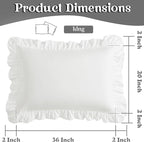 KKJIAF Ruffle Pillow Cases King Size Set of 2, Ruffled Pillow Covers with Envelope Closure, Wrinkle Resistant Pillowcases 20" x 36", Ruffled Pillow Shams, White