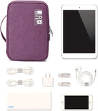 MIRLEWAIY Travel Electronics Organizer Soft Case Small Electronic Accessories Carrying Bag Double-Layer for Cords Phone Chargers Cables Earbuds Adapter Mouse, Purple