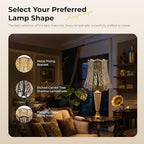 Etched Court Style Metal Lamp Shade, Large Upper and Lower Wave Lampshade with Forest Tree Pattern, 10"Top x 16" Bottom x 14.75" High, lron Cover shade for Table Lamps, Floor Lamps (Bronze & Gold)
