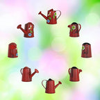 Decorative Wild Flower & Bee Metal Watering Can (Vol: 4 Cups) | Small Red Watering Can | Garden Décor Housewarming Gift for Mother Women Friends Gardeners