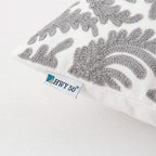 HWY 50 Grey Gray Decorative Throw Pillow Covers 18x18 Inch (1 Piece), Embroidered Cotton Farmhouse Cushion Cover Pillow Case for Sofa Couch Living Room Bed Bedroon, Floral Branches