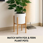 Fox & Fern Adjustable Plant Stand Indoor — 8 to 12 Inch Premium Mid Century Bamboo Plant Stand with Adjustable Width; Plug In Design; Easy to Assemble; Two Heights - For 8, 9, 10, 11 & 12 Inch Pots