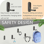 4PCS Folding Coat Hooks, Flip Down Hook, Foldable Gold Hook Wall, Heavy Duty Invisible Folding Hooks for Hanging Coats, Bags, Hats, Cooking Utensil, Bathrobes, Keys (Black)