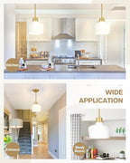 Emak Modern Pendant Lights Kitchen Island, 8 Inch Gold Pendant Light with Milk Glass Shade, Hanging Light Fixture for Kitchen Island, Dining Room, Bathroom, Bedroom, PL122-GD-ML