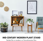 Fox & Fern Adjustable Tall Plant Stand Indoor — 8 to 12 Inch Premium Mid Century Bamboo Plant Stand with Adjustable Width; Plug In Design; Easy to Assemble; Two Heights - For 8, 9, 10, 11 & 12 In Pots