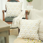 GEEORY Daisy Soft Plush Pillow Covers, 18 x 18 Inch Set of 2, Fluffy Faux Fur Wool Decorative Farmhouse Cushion Case for Sofa Home Decoration Cream GC030-18