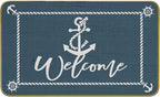 Mingnei Nautical Rug, Deep Blue Welcome Mat for Home Boats Entrance, Indoor Outdoor 30 x 17