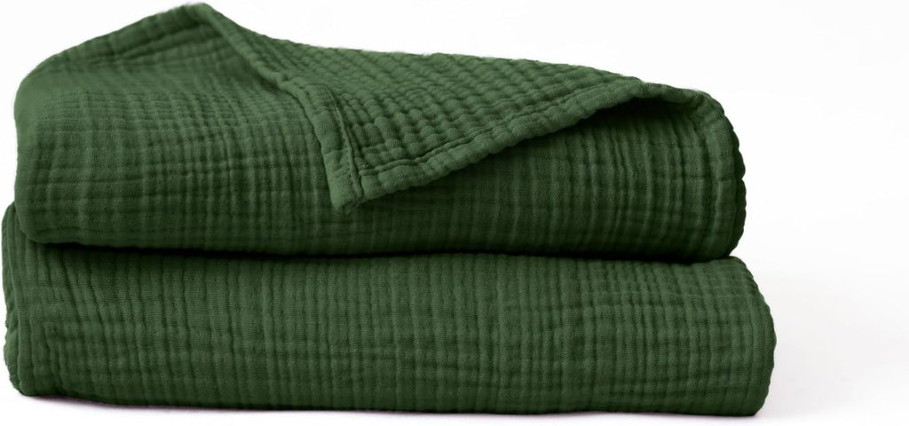 Muslin Bath Towels Pack of 2-32"x67" Inch Large Size, 100% Turkish Cotton, Thin, Soft, Quick-Dry, Lint-Free, Muslin Bathroom Towels (Green, Pack of 2 Bath Towels)