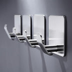DELITON Adhesive Hooks - 4 Pack Towel Hooks Brushed Stainless Steel, Wall Hooks for Hanging Towels, Clothes, Keys, Stick to Bathroom, Kitchen or Bedroom