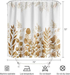 Brown Eucalyptus Shower Curtain Tan Watercolor Plant Leaves Shower Curtains for Bathroom Waterproof Polyester Fabric Bathroom Curtain 72 x 72 Inch with 12 Hooks