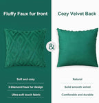 Pallene Christmas Green Throw Pillow Covers 26x26 Set of 2, Soft Plush Faux Fur Decorative Couch Pillow Covers for Sofa Bed Living Room Pillow Cases with 3D Diamond Pattern