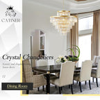 Large 36" Gold Crystal Chandeliers 23 Lights Modern Luxury Chandelier for Foyer Staircase Chandeliers 6 Tiers Round K9 Ceiling Pendant Lighting Fixture for Living Dining Room