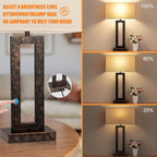 22" Tall Living Room Lamps for Night Stands - Touch Bedside Lamp with USB C+A, 3 Way Dimmable Bedroom Lamps for End Tables Set of 2, Modern Night Stand Lamp for Bed Side(Beige&Brown)