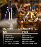 200FT Outdoor String Lights, Ultra Long Waterproof 60+2 Shatterproof Bulbs Led Outside Patio Lights for Porch Deck Garden Backyard Balcony Wedding Party Decor