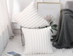 PANOD Faux Fur Decorative Large Throw Pillow Covers 30 x 30,Boho Modern Pillow Case Cushion Cover for Bed Sofa Farmhouse Livingroom,White
