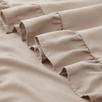 KKJIAF Ruffle Pillow Cases Standard Size Set of 2, Ruffled Pillow Covers with Envelope Closure, Wrinkle Resistant Pillowcases 20" x 26", Ruffled Pillow Shams, Khaki