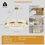 Modern Crystal Chandeliers for Living Room, 40 Inch Large Gold Crystal Chandeliers for Dining Room, Luxury LED Round Foyer Chandelier for High Ceiling Entryway Brass Chandelier Pendant Ceiling Light
