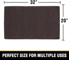 H.VERSAILTEX Upgraded Waffle Bath Mat Super Absorbent Non Slip Bath Rugs for Beside Tub, 20" x 32", Chocolate
