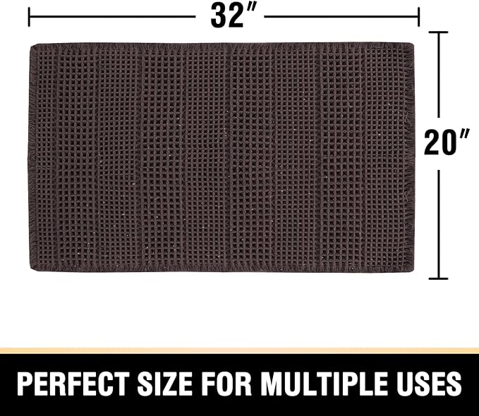 H.VERSAILTEX Upgraded Waffle Bath Mat Super Absorbent Non Slip Bath Rugs for Beside Tub, 20" x 32", Chocolate