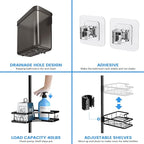 Corner Shower Caddy Tension Pole: 4tier Adjustable Rustproof Bathroom Organizer Shelves - Bathtub Shampoo Rack 43.5-120 inch