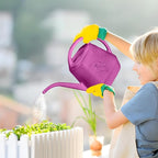 Plastic Watering Can - for Home Plant Garden - 1/2 Gallon - Rose Red