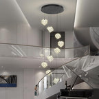10-Lights LED Staircase Chandelier Modern Foyer Chandeliers Large Chandelier for High Ceilings,Crystal Pendant Light for Living Room Stairwell Dining Room Entryway