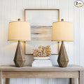 PoKat 23'' Farmhouse Table Lamps Set of 2, Brown Rustic Lamps for Living Room Bedroom Night Stands, Bedside Nightstands Living Room Table Lamps for End Side Table, Dark Wood Grain