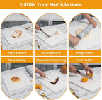 White Marble Cutting Board For Kitchen, 16x16 Inch Large Marble Slab Pastry Board With Non-Slip Feet For Baking, Cheese, Charcuterie, Chocolate, Pack Of 1 Piece