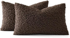 MIULEE Pack of 2 Throw Pillow Covers 12x20 Inch Neutral Chocolate Faux Fur Decorative Sherpa Pillow Covers Fuzzy Accent Soft Sheepskin Fleece Cushion Cases for Boho Home Decor Couch Living Room Bed