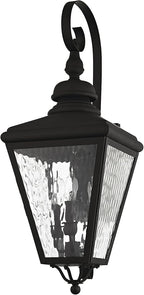 Livex 2033-04 Transitional Three Light Outdoor Wall Lantern from Cambridge Collection in Black Finish