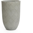 LuxenHome 22" H Concrete Tall Planters, Large Outdoor Indoor Decorative Plant Pots with Drainage Holes and Rubber Plug, Modern Gray Glen Pattern Round Flower Pot Planters for Home Garden Patio Porch