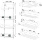Orimade Over The Door Shower Caddy Adjustable 4 Tier White,Bathroom Hanging Organizer Shelf Rustproof with 4 Hooks,Shower Basket with Soap Holder and Suction Cup