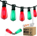 GOOTHY LED ST40 Red and Green Outdoor String Lights, 45FT Patio Lights Waterproof with 30 LED Red Green Shatterproof Bulbs, Hanging Outdoor Light for Home Party Backyard Garden Christmas Decorations