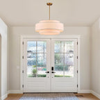 Modern 23.6" Large Drum Chandelier 6-Lights Vintage Modern Chandelier Light Fixture with Linen Shade Retro Farmhouse Drum Chandeliers for Dining Room, Kitchen Island, Living Room, Bedroom