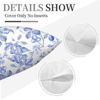 Blue Floral Bird Pillow Covers 18x18 Inch, Chinoiserie Throw Pillow Cases Set of 4 Spring Summer Flower Decorative Pillowcases for Couch Bed Sofa Cushion Living Room, Chinoiserie Decor