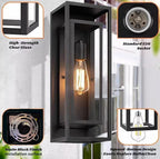 8 Pack 18 inches Outdoor Wall Lantern Light Fixture, Large Black Exterior Waterproof Wall Sconce, Anti-Rust Mount Porch Light with Clear Glass,E26 Socket