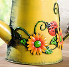 Westcharm Small 1 Liter Decorative Metal Sunflower & Ladybug Watering Can Vase for Indoor Outdoor Plants Home Decoration Garden Décor for Family Mother Gardener Plants Lover Friends (4 Cups | 32 OZ)
