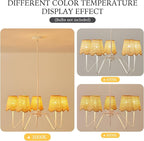28" Rattan Chandelier, Large Modern Pendant Light Fixtures with Flower Shades White Finish for Dining Room, Kitchen Island, Foyer, Living Room 5-Light